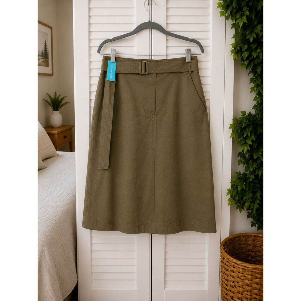 41 Hawthorn Leah Olive Belted Skirt Size 10 NWT A-Line Midi